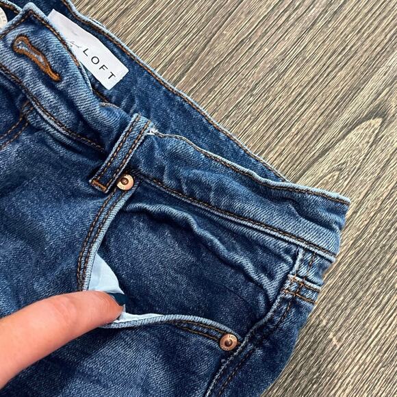 Made and Loved LOFT Modern Straight Jeans Denim Raw Hem Dark Wash Blue Sz 30/10 - Picture 3 of 13